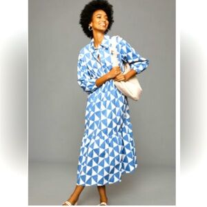 Anthropologie Maeve Bettina Blue and White Dress